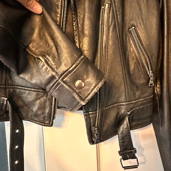 Vintage Express  genuine leather moto jacket fits small - Picture 4 of 10